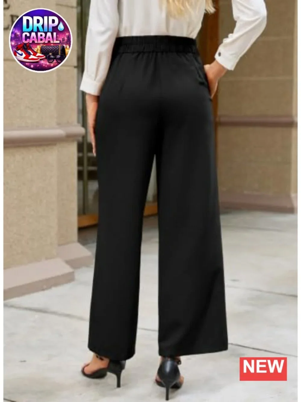 High Waisted Wide Leg Work Pants Women Business Casual Slacks w Pockets & Belt